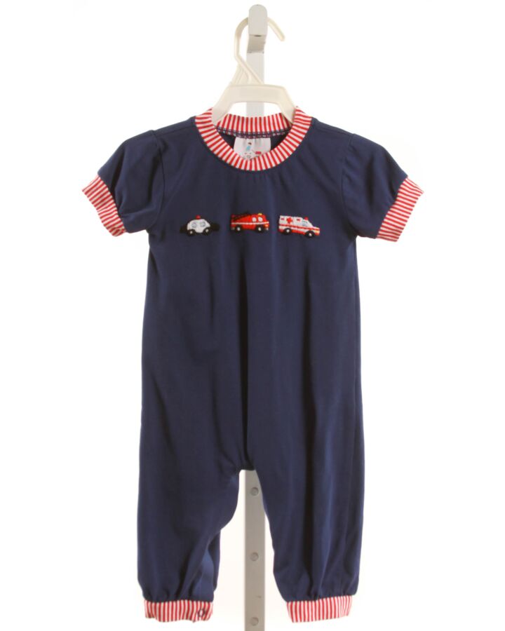 LITTLE RED WAGON  NAVY   EMBROIDERED KNIT ROMPER