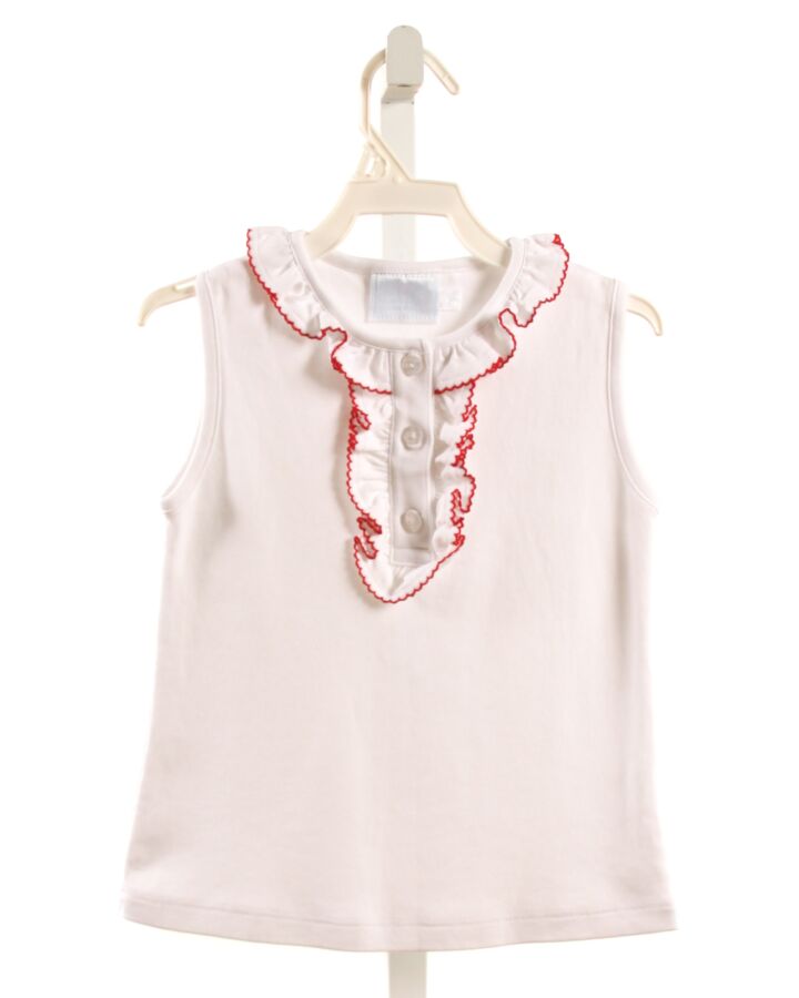 LITTLE ENGLISH  WHITE KNIT   SLEEVELESS SHIRT WITH PICOT STITCHING