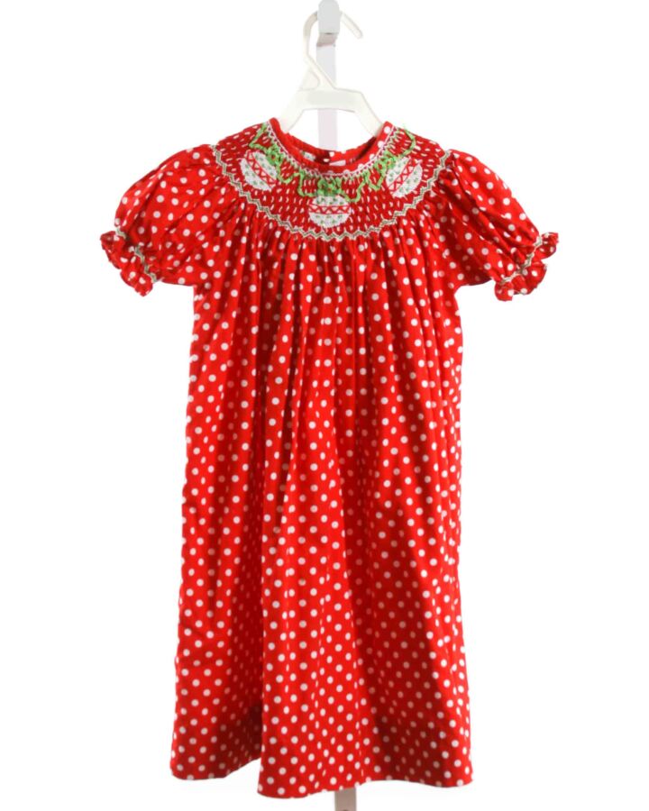 ORIENT EXPRESSED  RED  POLKA DOT SMOCKED DRESS