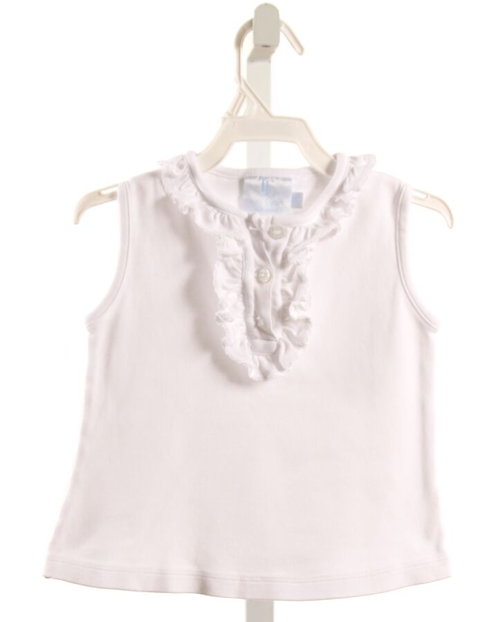 LITTLE ENGLISH  WHITE    SLEEVELESS SHIRT WITH RUFFLE