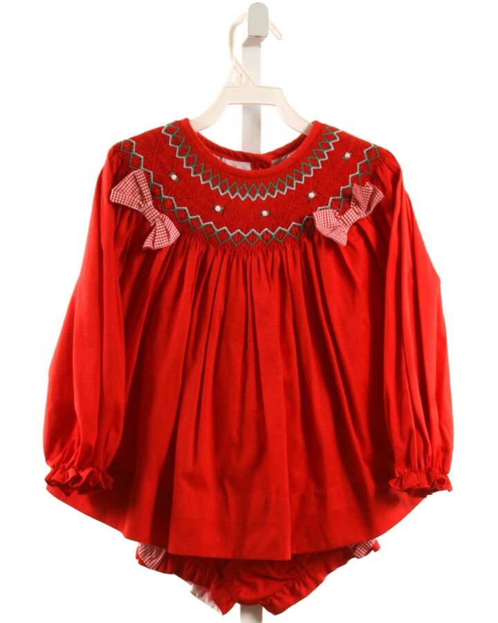 CECIL & LOU  RED   SMOCKED 2-PIECE OUTFIT WITH BOW