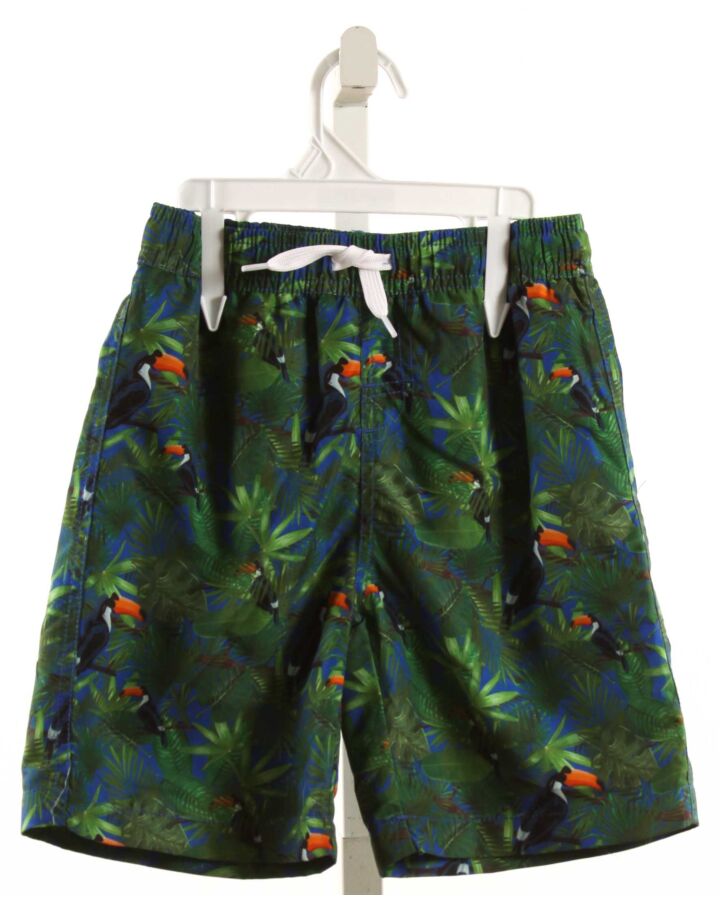 DEUX PAR DEUX  GREEN   PRINTED DESIGN SWIM TRUNKS
