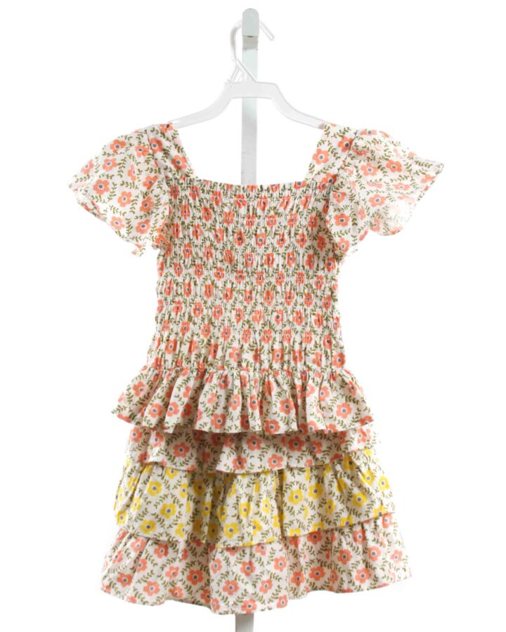 BISBY BY LITTLE ENGLISH  PINK  FLORAL SMOCKED 2-PIECE OUTFIT
