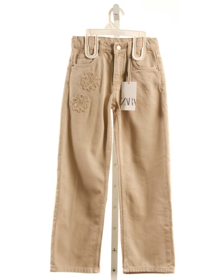 ZARA  KHAKI  FLORAL APPLIQUED PANTS