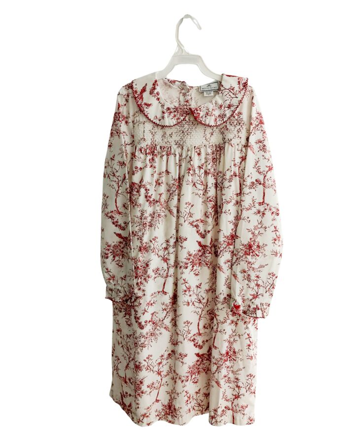 PETITE PLUME  RED  FLORAL SMOCKED LOUNGEWEAR WITH PICOT STITCHING