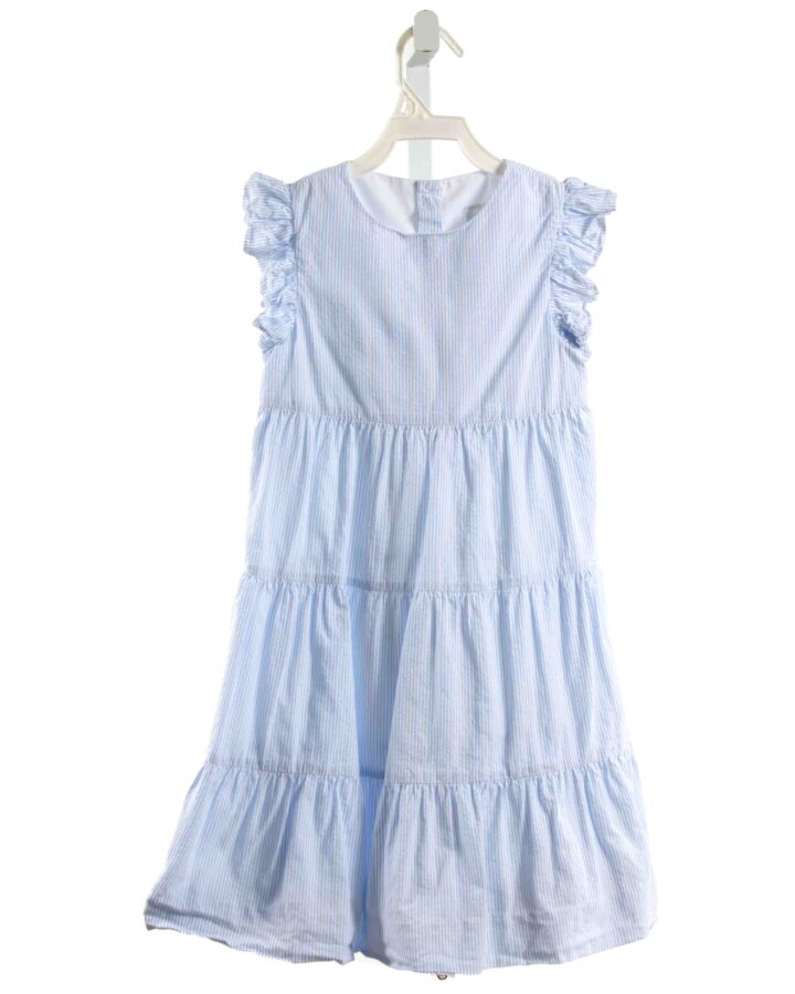 EDGEHILL COLLECTION  BLUE SEERSUCKER STRIPED  DRESS WITH RUFFLE