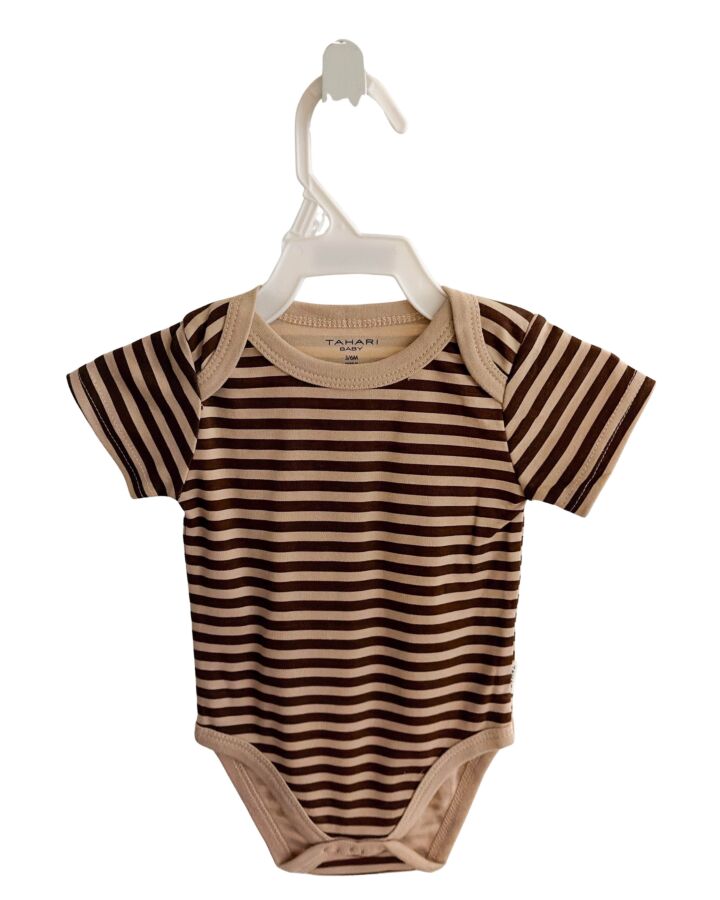 TAHARI  BROWN  STRIPED  KNIT SS SHIRT