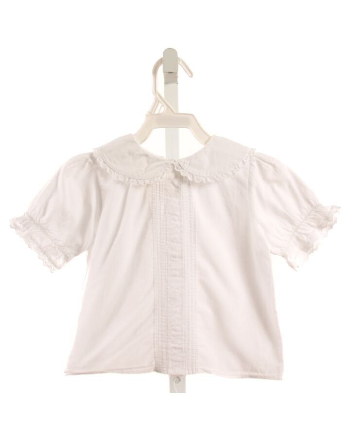 LAURA ASHLEY  WHITE    SHIRT-SS WITH EYELET TRIM