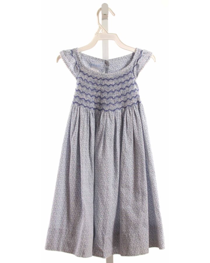 VIVE LA FETE  BLUE  FLORAL SMOCKED DRESS WITH RIC RAC