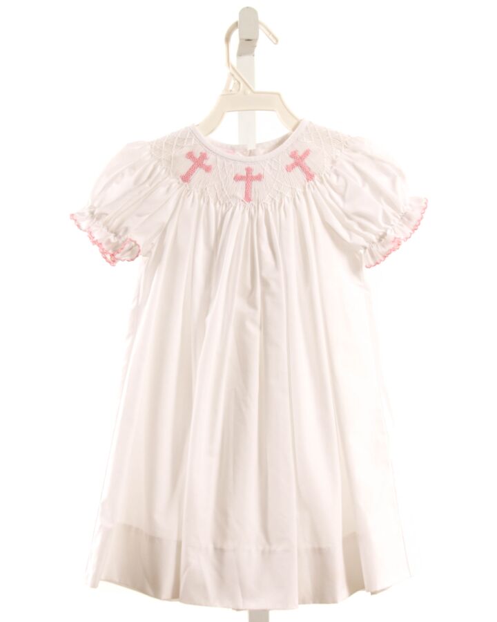 PETIT BEBE  WHITE   SMOCKED DRESS WITH PICOT STITCHING