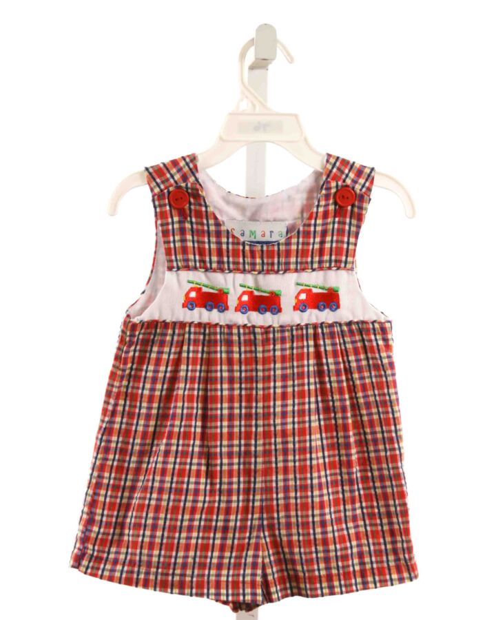 SAMARA  RED SEERSUCKER PLAID APPLIQUED JON JON