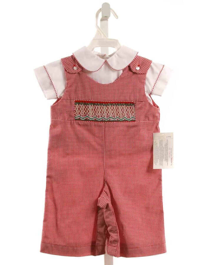 SIR JOHN  RED  GINGHAM SMOCKED LONGALL