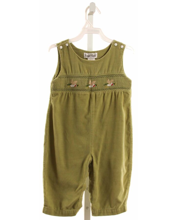 ROYAL CHILD  GREEN CORDUROY  SMOCKED LONGALL