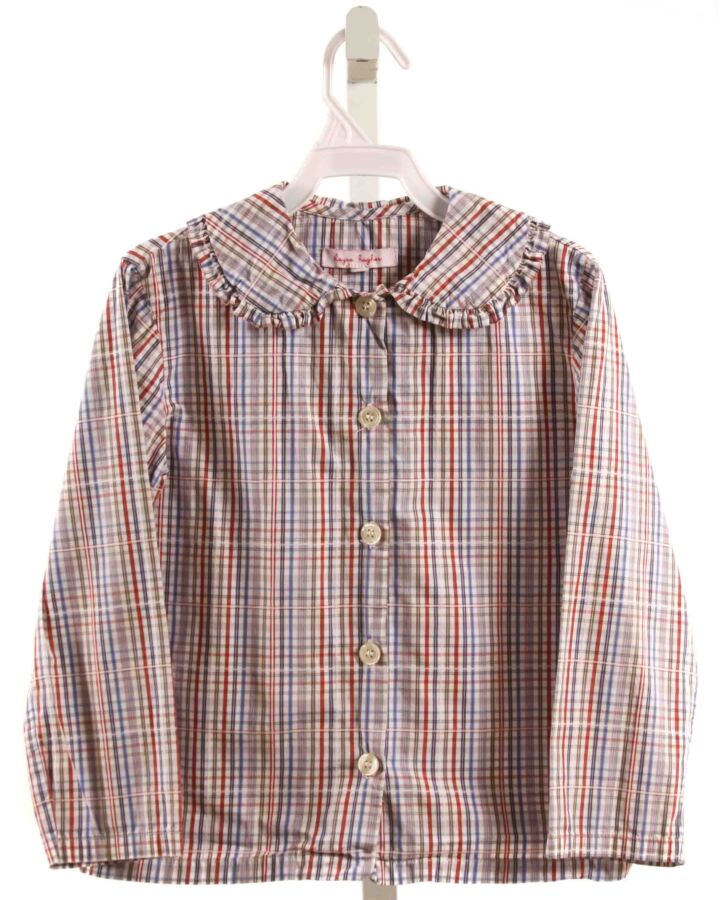 KAYCE HUGHES  MULTI-COLOR  PLAID  DRESS SHIRT WITH RUFFLE