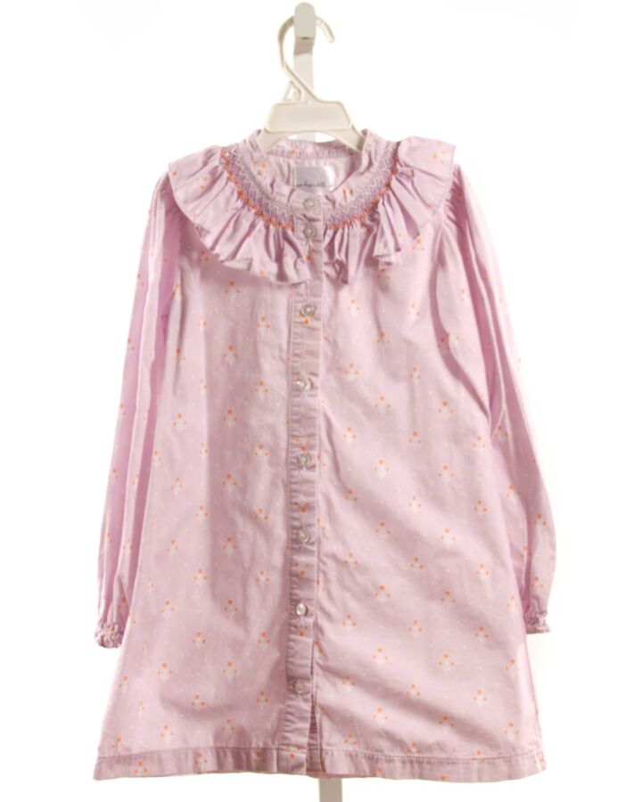 SUN HOUSE CHILDREN'S  LAVENDER   SMOCKED DRESS WITH RUFFLE