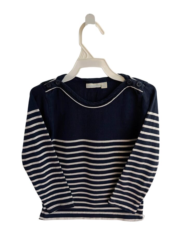 JOJO MAMAN BEBE  BLUE  STRIPED  KNIT LS SHIRT
