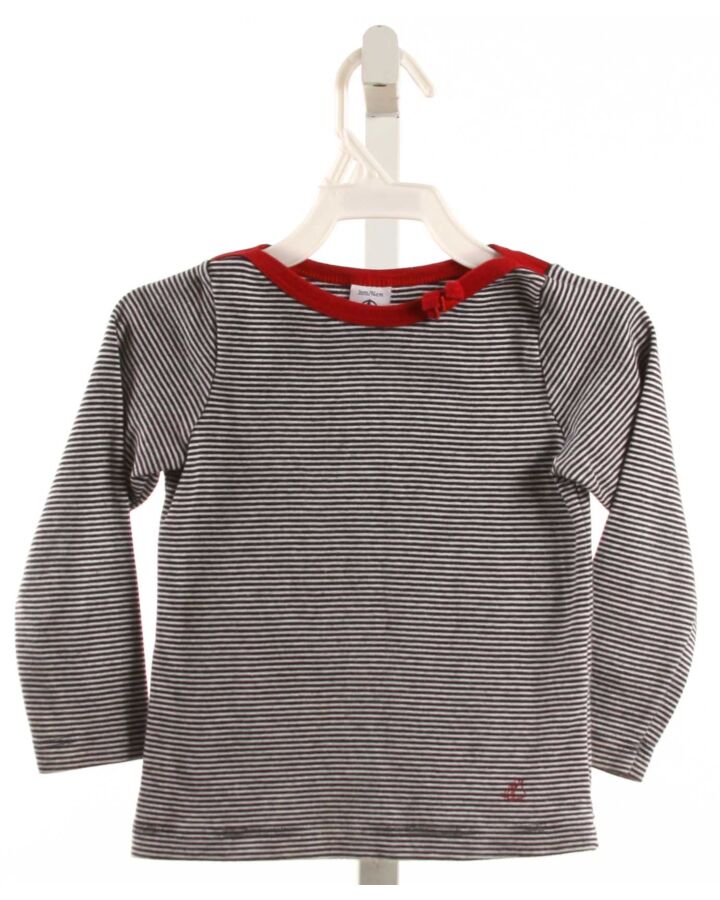 PETIT BATEAU  BLACK  STRIPED  KNIT LS SHIRT