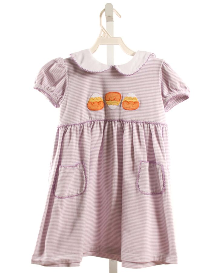 SHRIMP & GRITS  PURPLE  STRIPED  KNIT DRESS WITH PICOT STITCHING