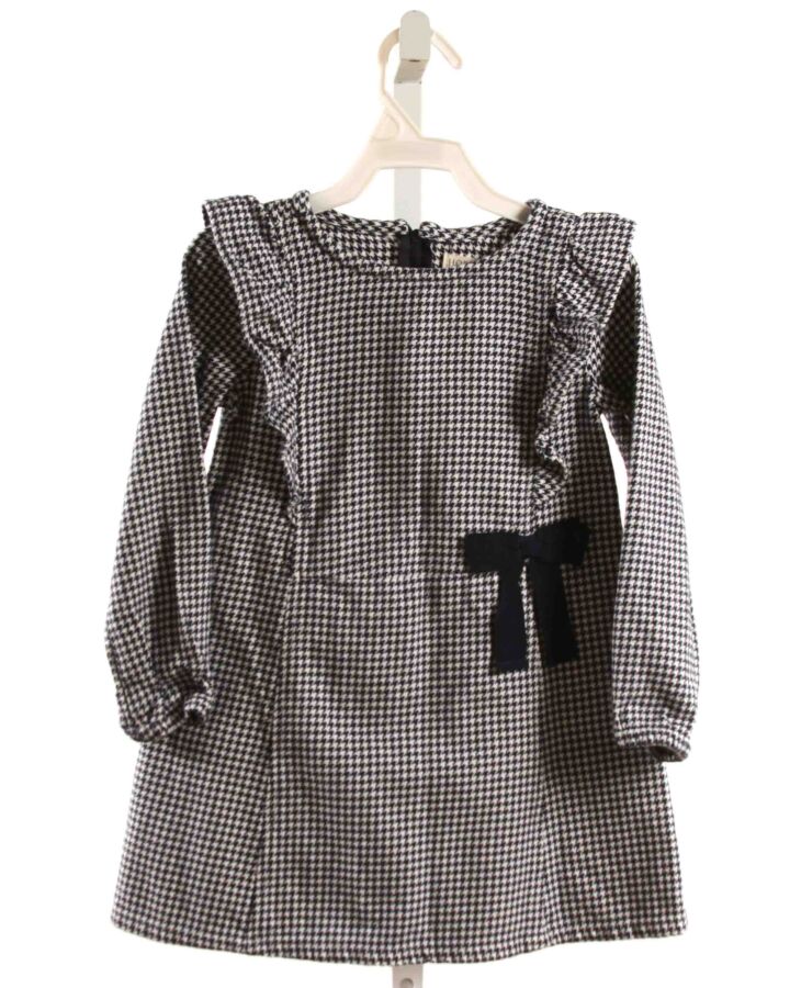 HOPE & HENRY  NAVY  HOUNDSTOOTH  DRESS WITH RUFFLE