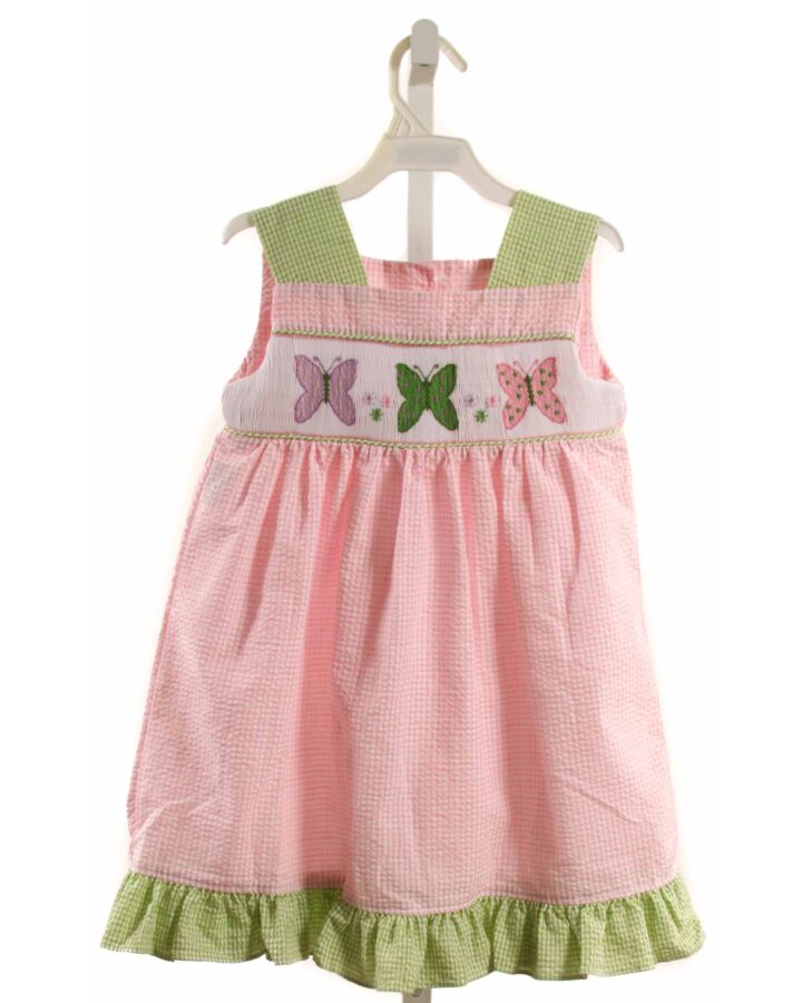 WISH UPON A STAR  PINK SEERSUCKER STRIPED SMOCKED DRESS