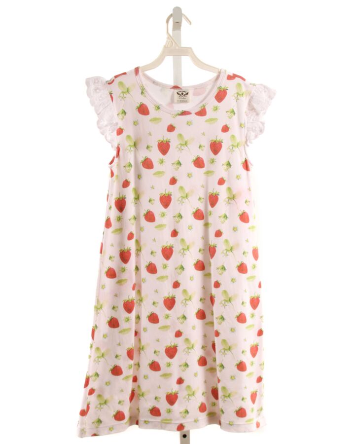 THE OAKS APPAREL   WHITE   PRINTED DESIGN KNIT DRESS WITH EYELET TRIM