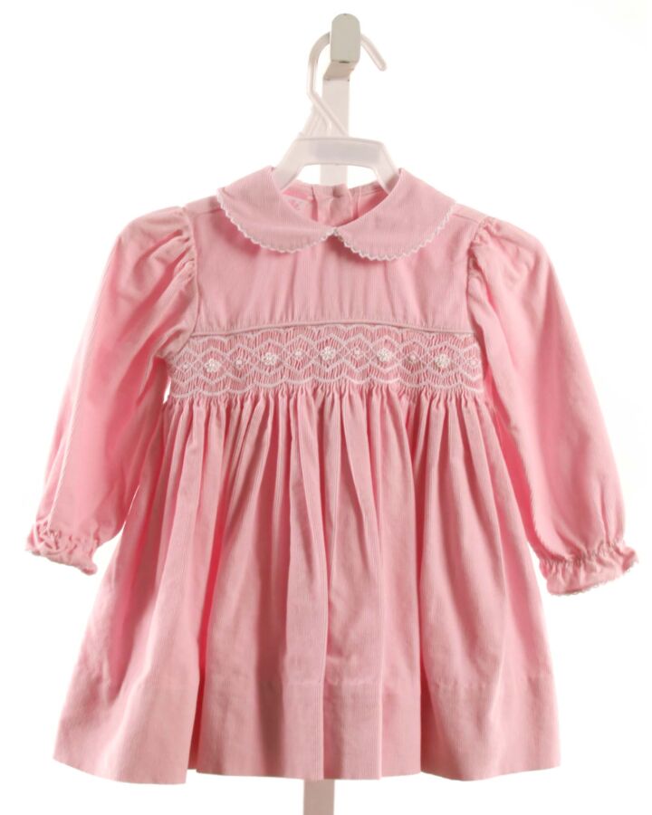 PETIT BEBE  PINK CORDUROY  SMOCKED DRESS WITH PICOT STITCHING