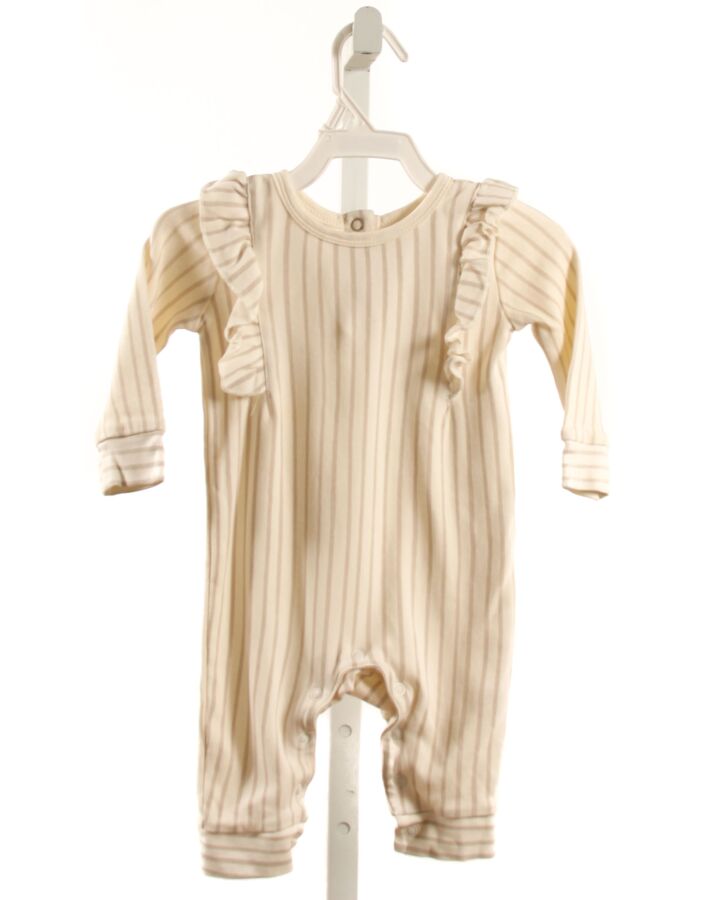 PEHR  IVORY  STRIPED  KNIT ROMPER WITH RUFFLE