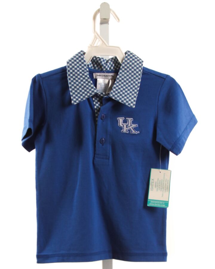 TARA COLLECTION  BLUE   APPLIQUED KNIT SS SHIRT