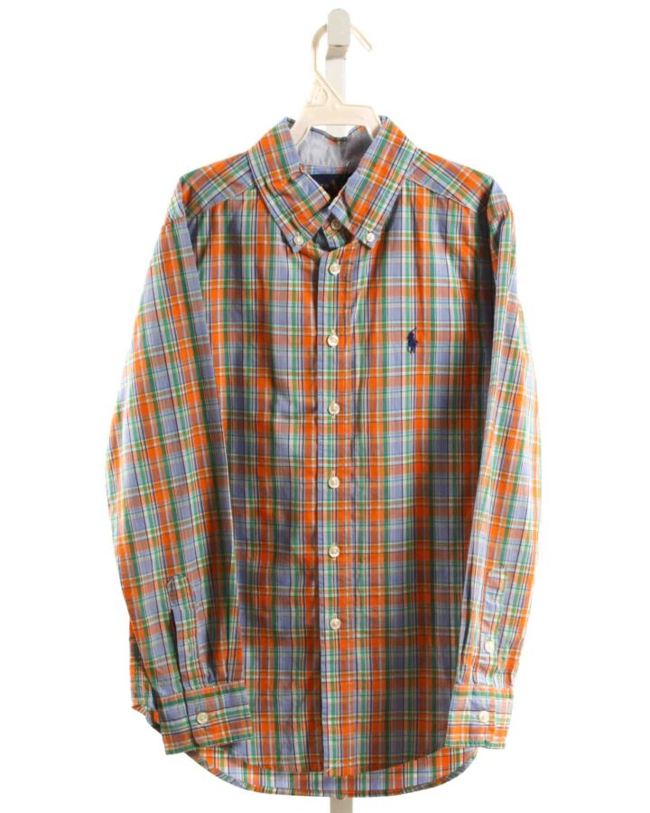 RALPH LAUREN  ORANGE  PLAID  DRESS SHIRT