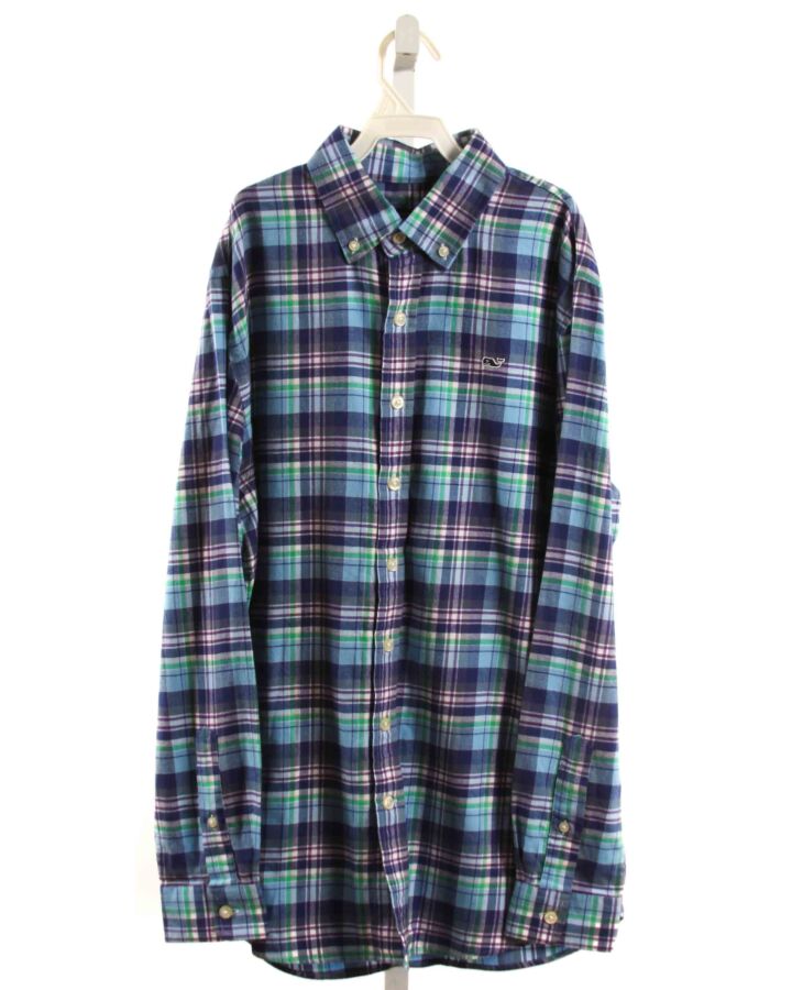 VINEYARD VINES  BLUE FLANNEL PLAID  DRESS SHIRT