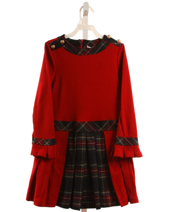 PATACHOU  RED  PLAID  KNIT DRESS