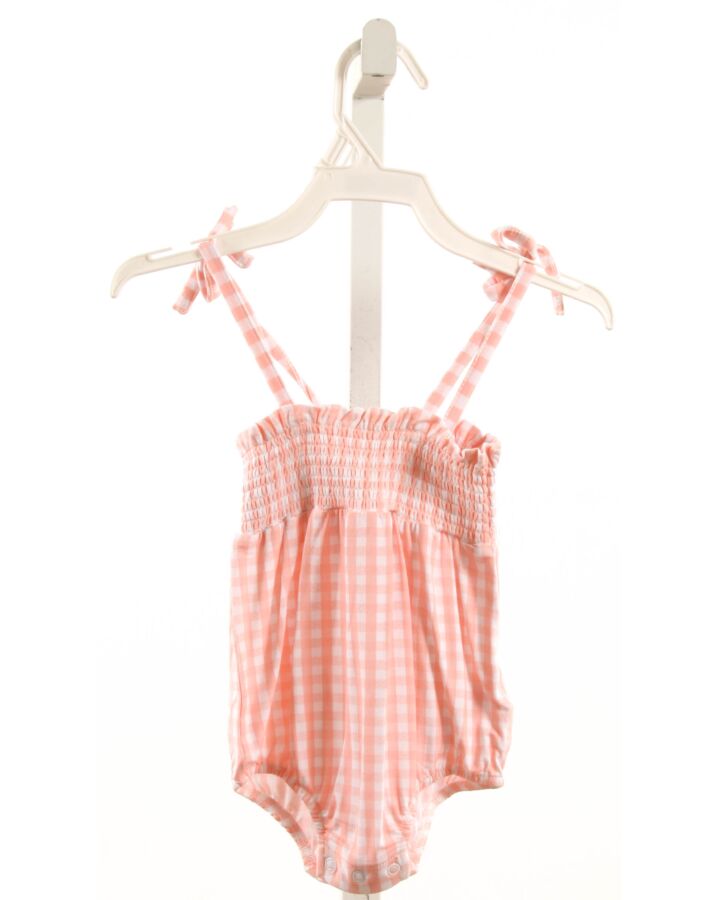 ANGEL DEAR  PINK  GINGHAM SMOCKED KNIT BUBBLE