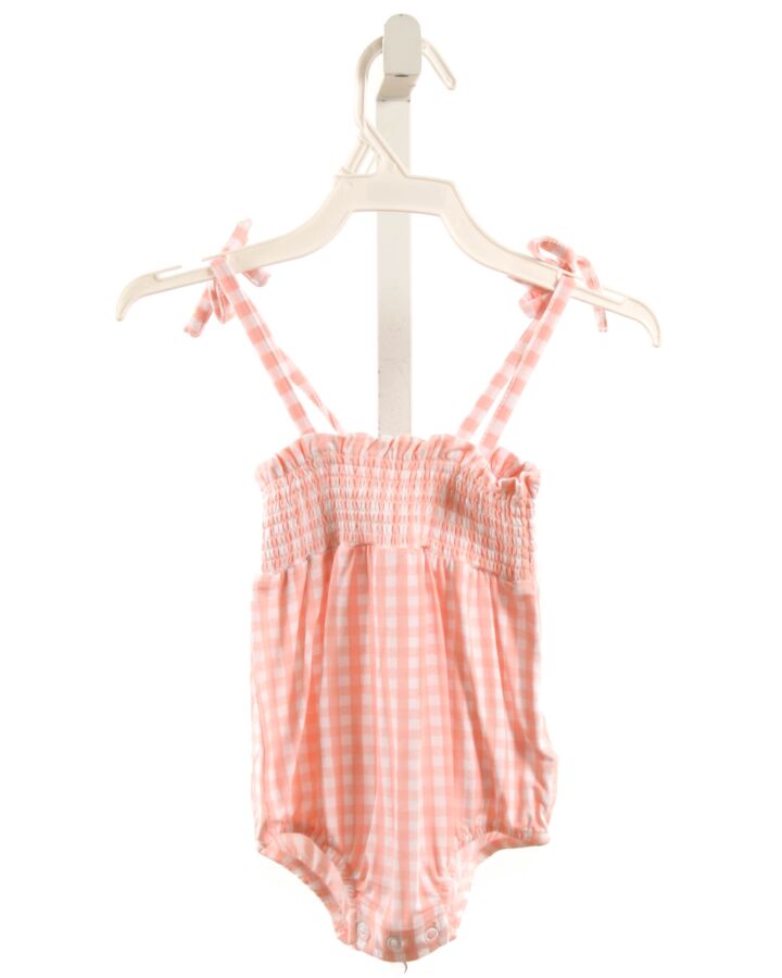 ANGEL DEAR  PINK  GINGHAM SMOCKED KNIT BUBBLE