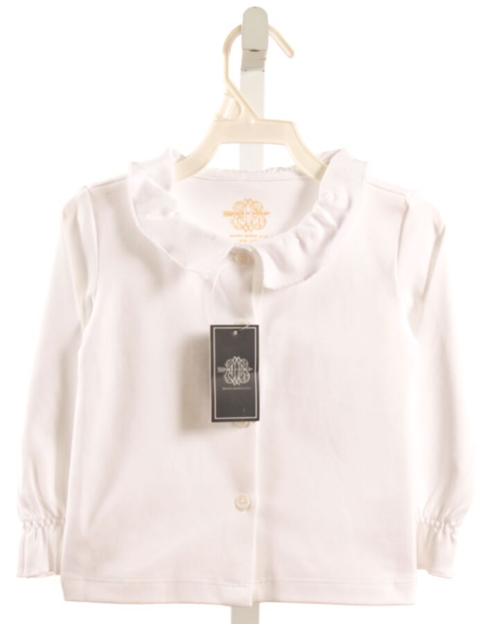 BROWN BOWEN & COMPANY  WHITE    KNIT LS SHIRT WITH RUFFLE