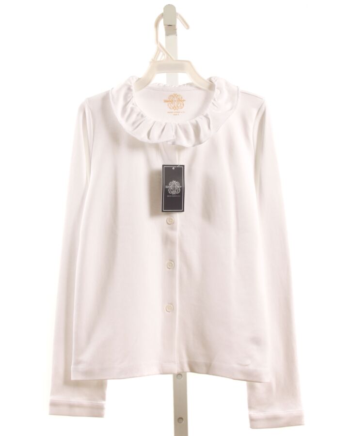 BROWN BOWEN & COMPANY  WHITE    KNIT LS SHIRT WITH RUFFLE