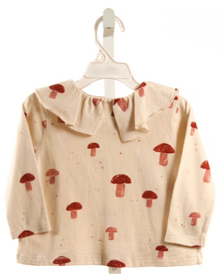 PLAY UP  IVORY  PRINT  KNIT LS SHIRT WITH RUFFLE