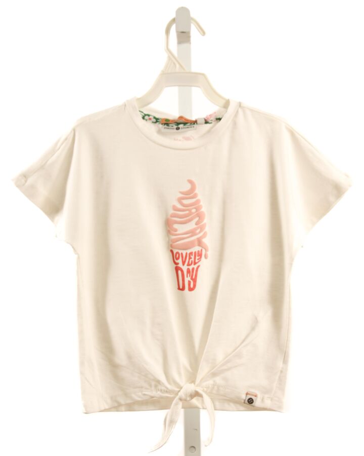 STAINS & STORIES  WHITE   PRINTED DESIGN KNIT SS SHIRT