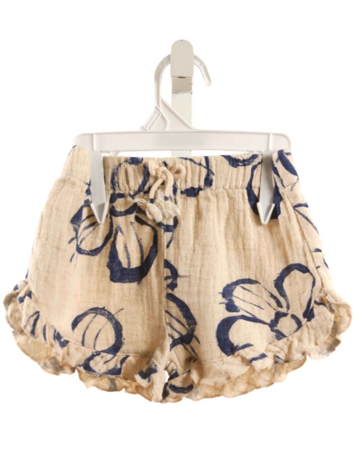 PLAY UP  BLUE KNIT FLORAL  SHORTS WITH RUFFLE