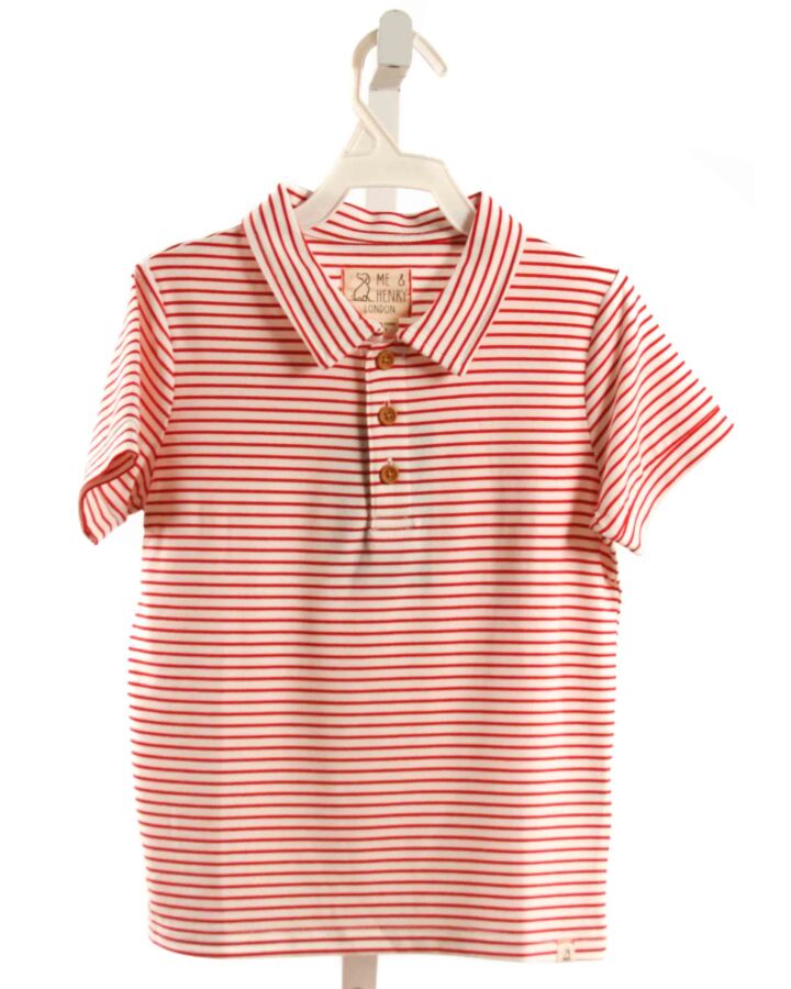 ME + HENRY  RED  STRIPED  KNIT SS SHIRT