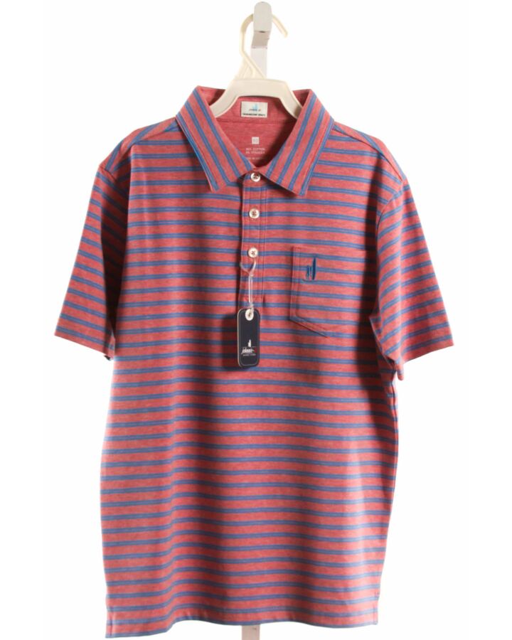 JOHNNIE-O  PINK  STRIPED  KNIT SS SHIRT