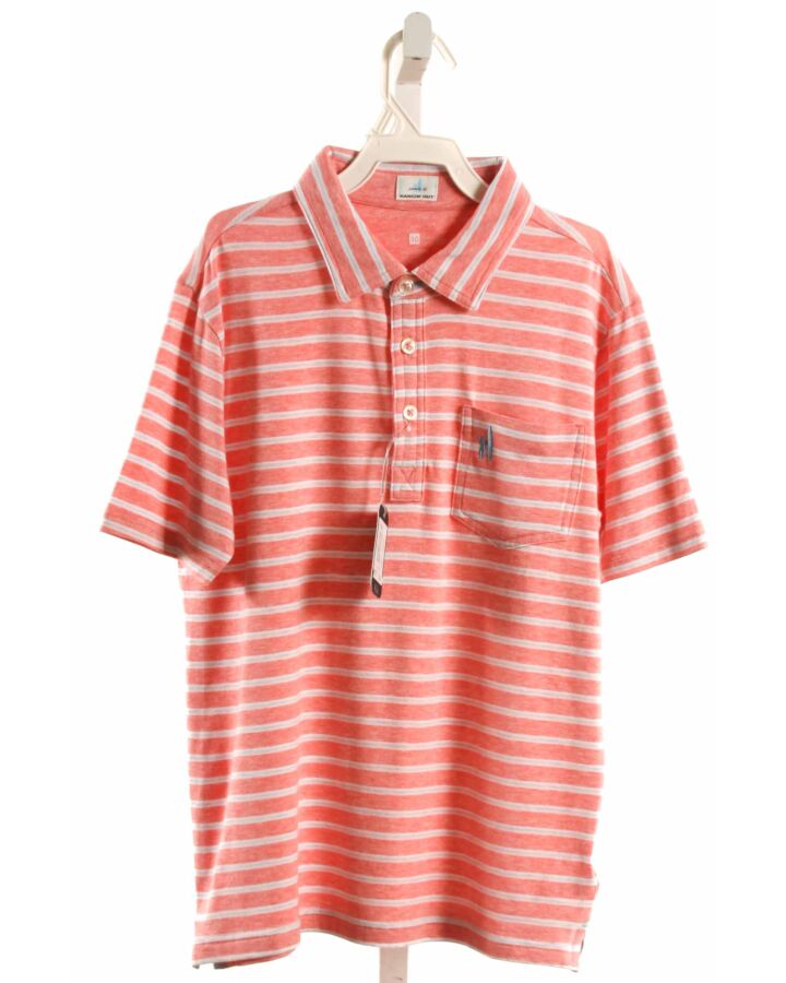 JOHNNIE-O  PINK  STRIPED  KNIT SS SHIRT