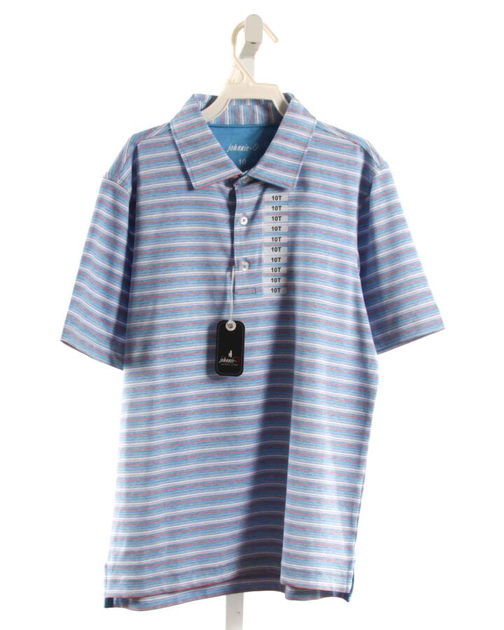 JOHNNIE-O  BLUE  STRIPED  KNIT SS SHIRT