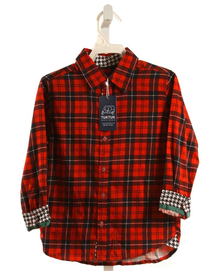 TUK TUK  RED  PLAID  DRESS SHIRT