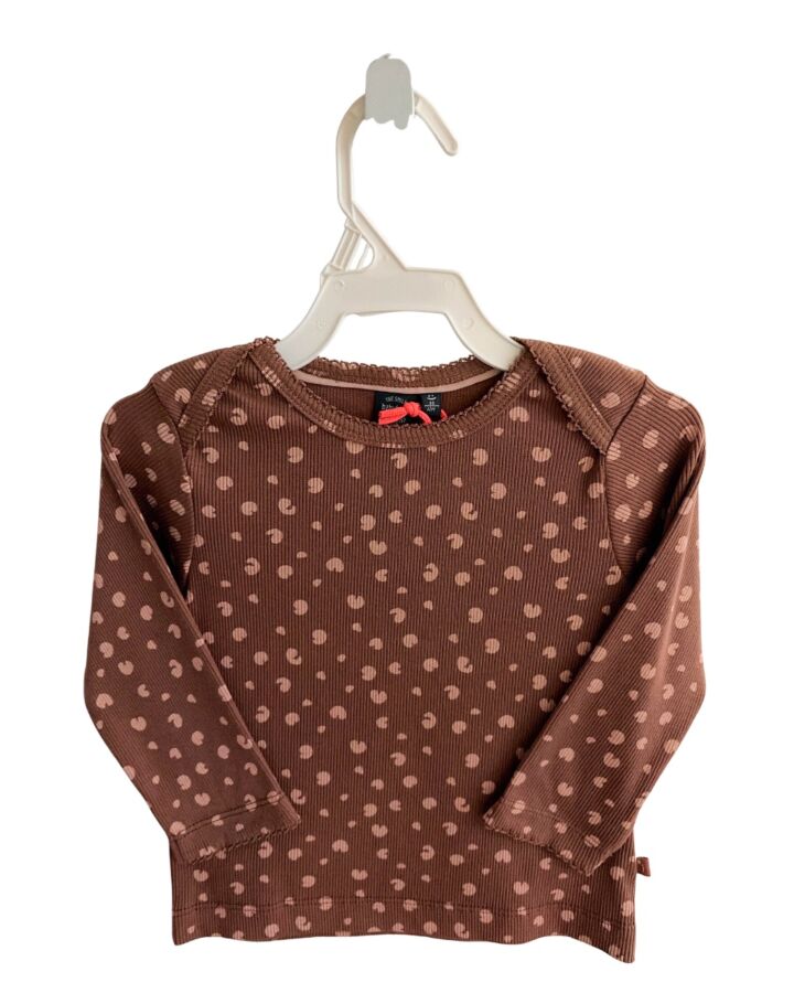 BABY FACE  BROWN    KNIT LS SHIRT WITH PICOT STITCHING