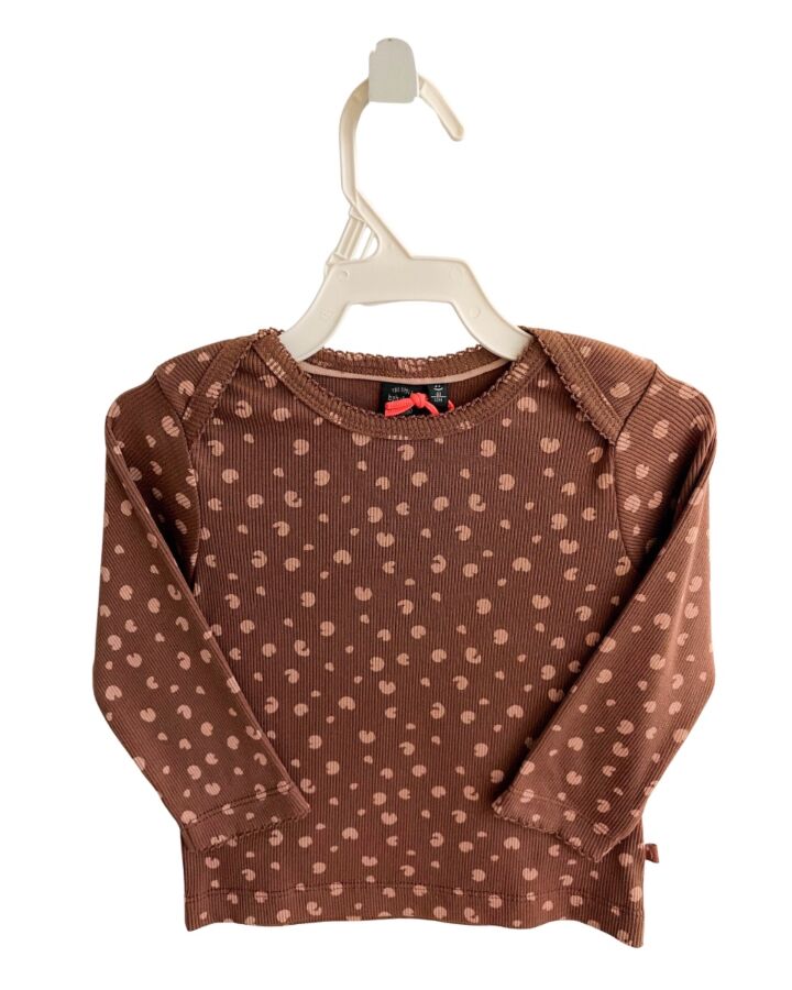 BABY FACE  BROWN    KNIT LS SHIRT WITH PICOT STITCHING