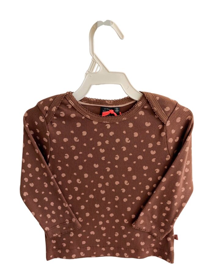 BABY FACE  BROWN    KNIT LS SHIRT WITH PICOT STITCHING