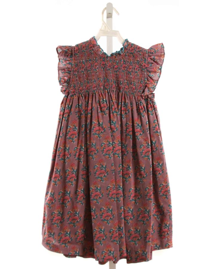 PINK CHICKEN  PURPLE  FLORAL SMOCKED DRESS