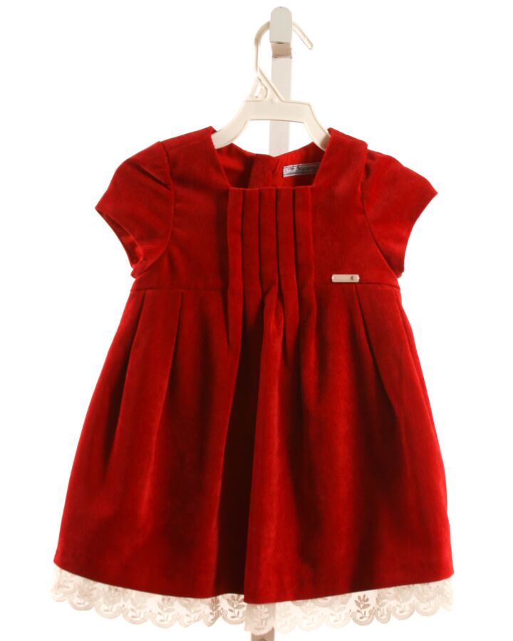 MAYORAL  RED CORDUROY   DRESS WITH LACE TRIM