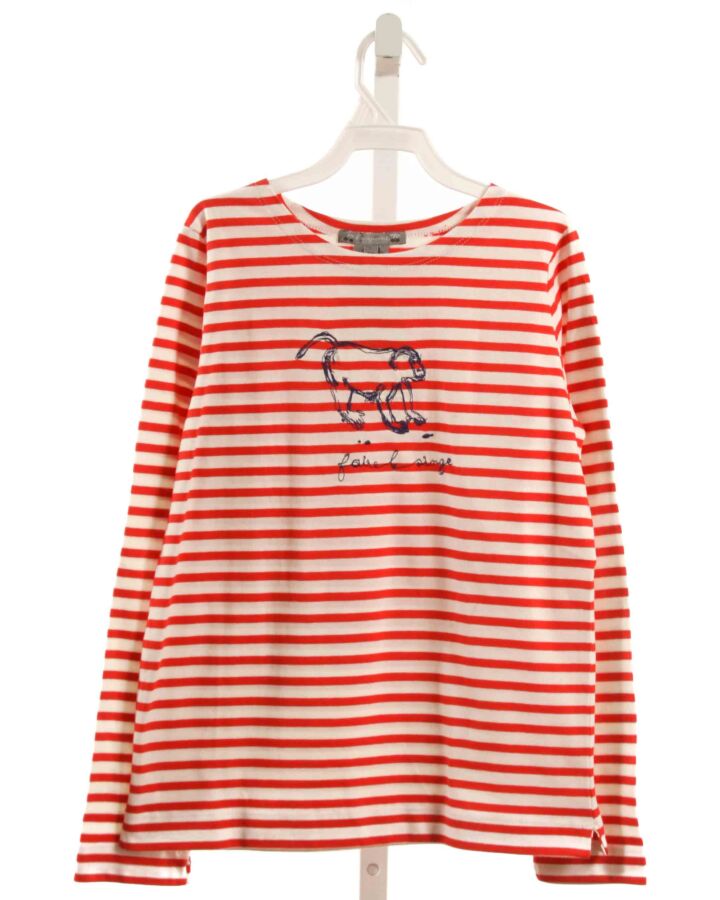 BONPOINT  RED  STRIPED EMBROIDERED KNIT LS SHIRT