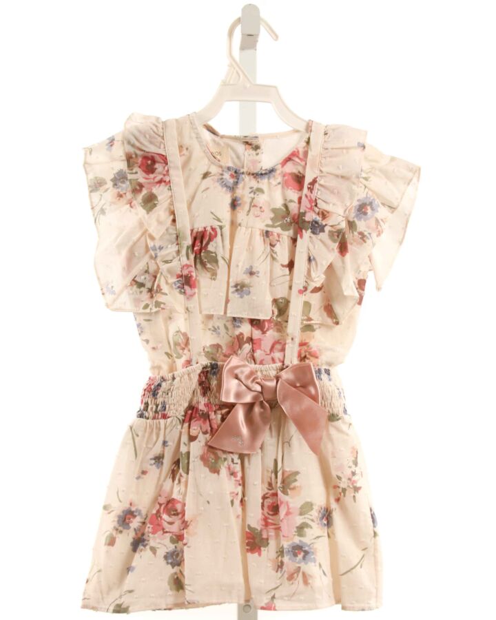 NANOS  IVORY  FLORAL  2-PIECE DRESSY OUTFIT WITH BOW